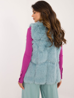 Hurtownia Miętowa futrzana kamizelka zapinana na haftki