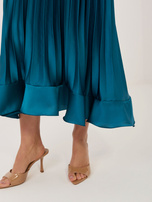 Morska plisowana sukienka z falbaną RUE PARIS 