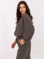 Khaki sztruksowa bluzka z guzikami