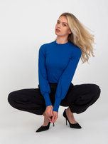 Hurt Kobaltowa prążkowana bluzka basic z bawełny RUE PARIS