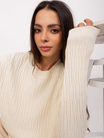 Hurtownia Ecru damski sweter klasyczny we wzory