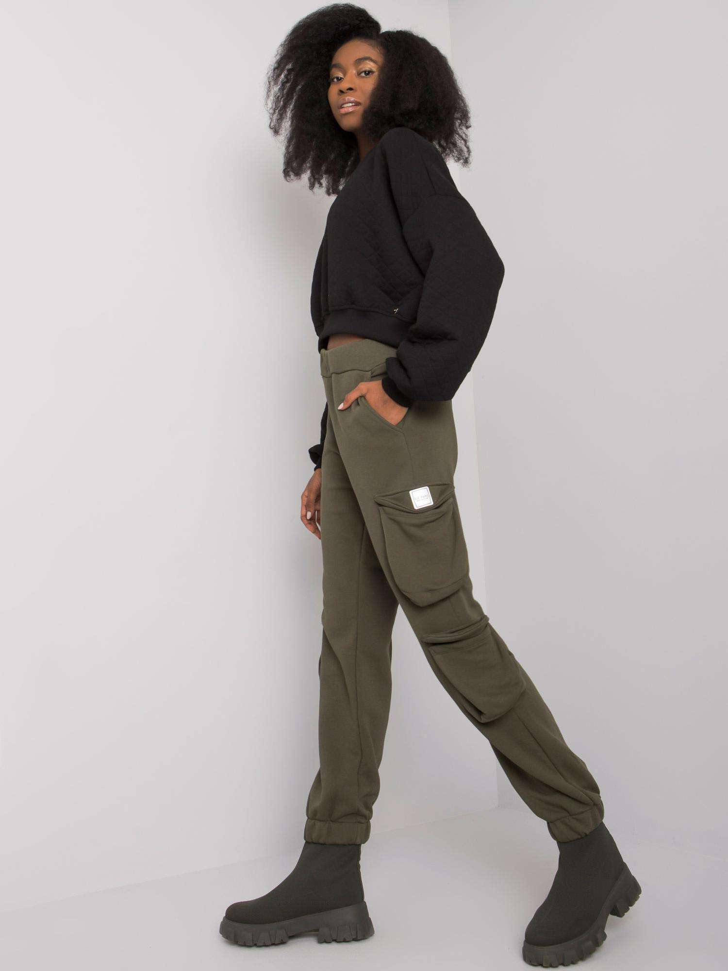 Khaki Damen Jogginghose mit Taschen Mila RUE PARIS.