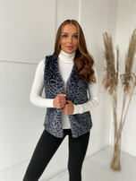 Grafitowa kamizelka futrzana w cętki Perrina