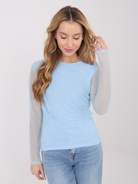 Jasnoniebieska elegancka bluzka z siateczki