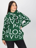 Hurt Ciemnozielona bluza plus size z kapturem i nadrukiem 