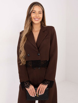 Brązowa krótka marynarka z koronką