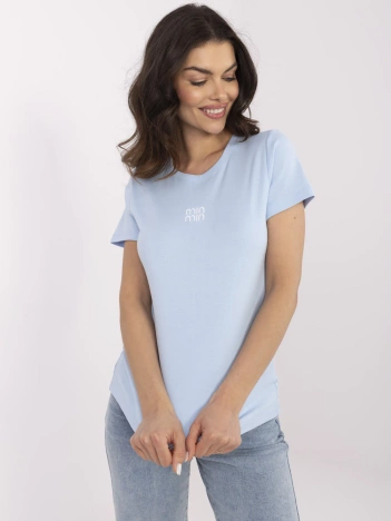 Jasnoniebieska damska bluzka z krótkim rękawem