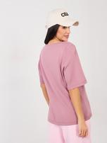 Brudnoróżowy damski t-shirt basic z bawełny RUE PARIS 