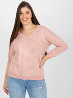 Hurt Jasnoróżowa damska bluzka plus size z rękawem 3/4