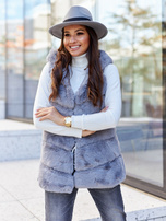 Szara kamizelka futrzana z kapturem Foggia OCH BELLA