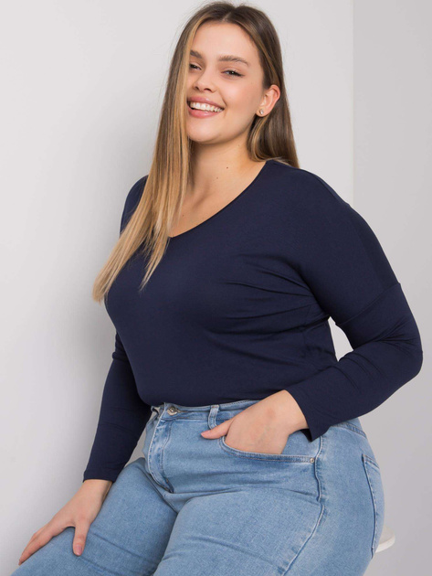 Granatowa gładka bluzka plus size Elisa