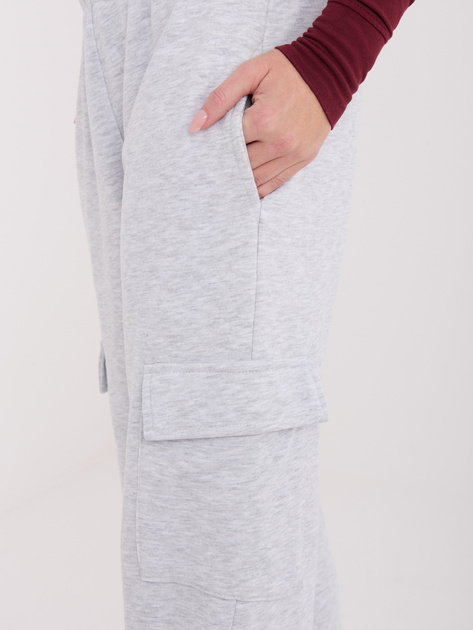 Szare dresowe spodnie cargo z prostą nogawką