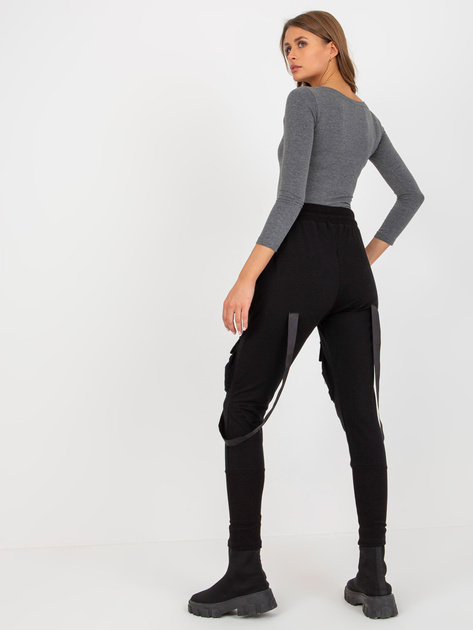 Hurtownia Czarne damskie spodnie dresowe typu cargo