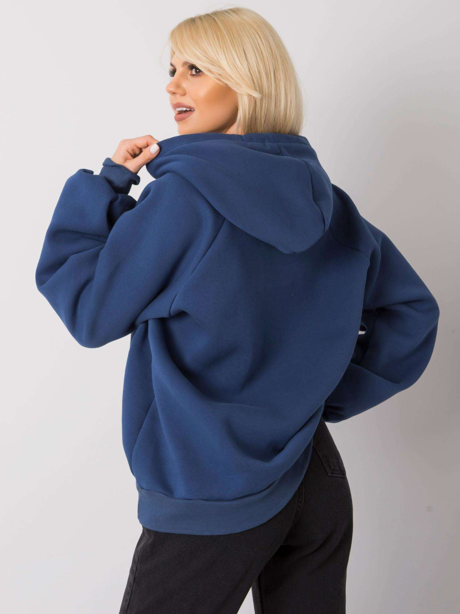 Ciemnoniebieska ocieplana bluza oversize z kapturem Alice