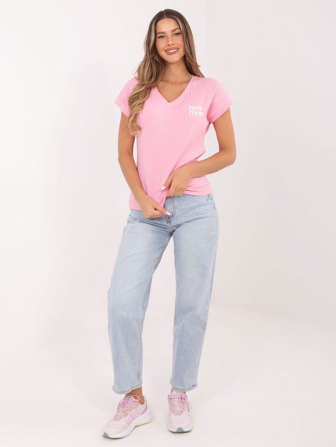 Jasnoróżowa damska bluzka w szeroki prążek