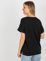 Hurt Czarna prążkowana bluzka oversize z krótkim rękawem 