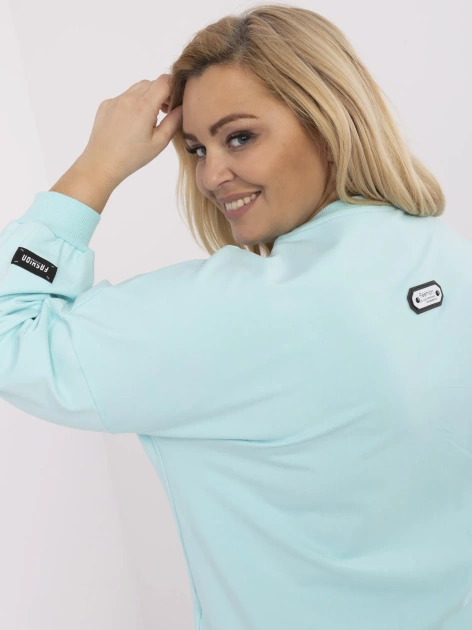 Miętowa bluza plus size z okrągłym dekoltem
