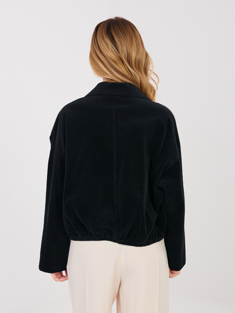Czarna sztruksowa kurtka z kołnierzem RUE PARIS