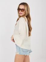 Jasnobeżowa damska koszula z marszczonego materiału 