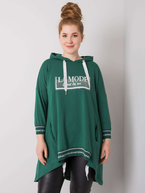 Ciemnozielona bluza z kapturem i aplikacją Belina