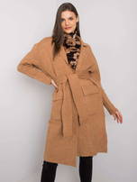 Camel cardigan with binding Cordie RUE PARIS