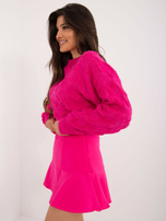 Hurt Fuksjowe rozkloszowane spódnico-spodenki z falbaną