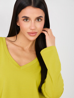 Limonkowa bluzka oversize z dekoltem V RUE PARIS 