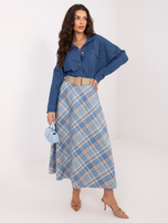 Niebieska rozkloszowana spódnica w kratę