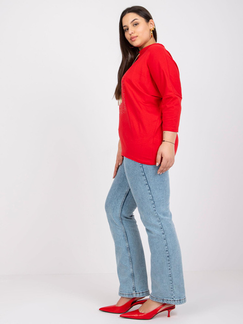 Czerwona bluzka plus size z dżetami Manon