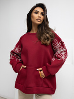 Bordowa bluza oversize bez kaptura RUE PARIS