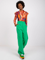 Pomarańczowa welurowa bluzka z falbankami Lina 