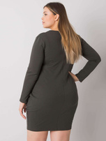 Khaki dress plus size with pockets Alessia