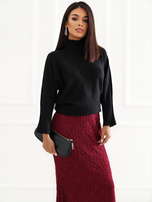Schwarzer Damen Oversize-Pullover mit Rollkragen.