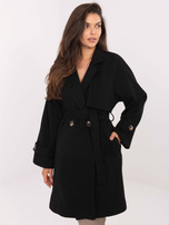 Czarny płaszcz z paskami na rękawach RUE PARIS