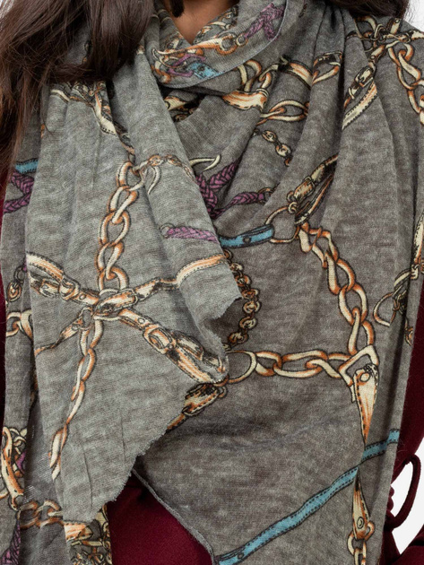 Khaki damska chusta z printem