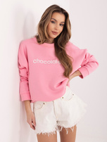 Pastelowa różowa ocieplana bluza z bawełny RUE PARIS 