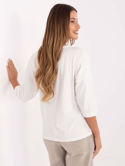 Ecru damska bluzka z błyszczącym nadrukiem