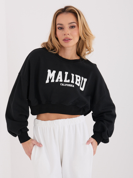 Czarna krótka bluza oversize z nadrukiem