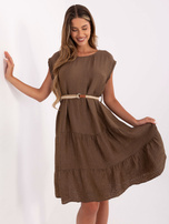 Brown summer dress with a muslin weave.