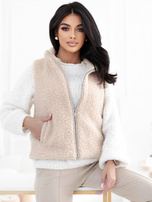 Jasnobeżowa kamizelka baranek z kieszeniami 