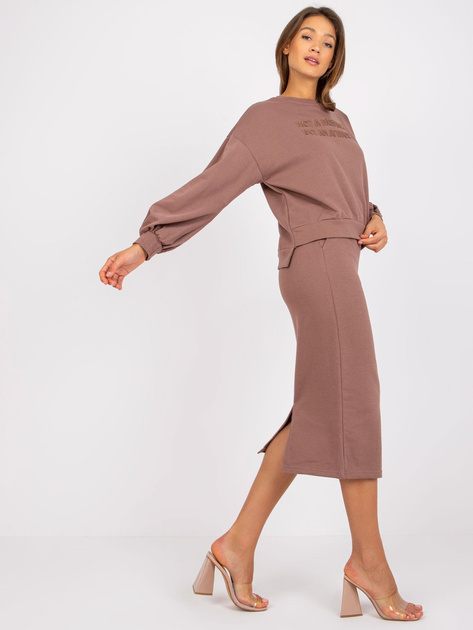 Jasnobrązowy komplet dresowy ze spódnicą midi Louisa