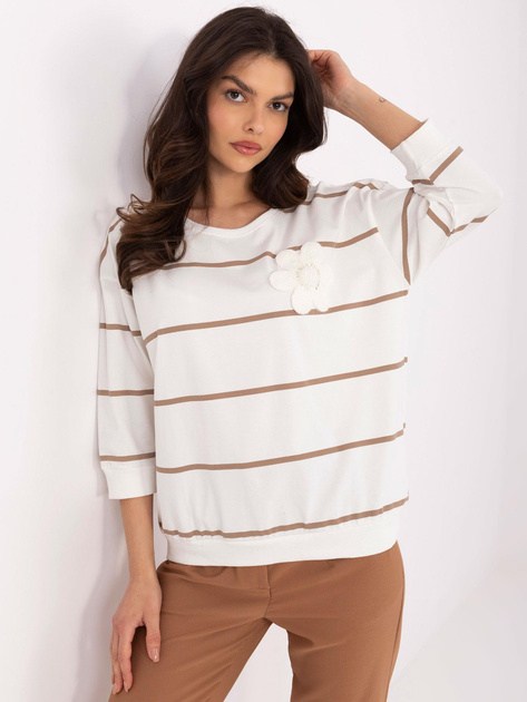 Hurt Ecru-ciemnobeżowa bluzka z okrągłym dekoltem