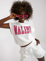 Biały dwuczęściowy komplet dresowy z kieszeniami 