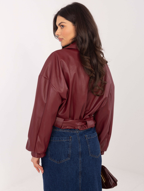 Bordowa kurtka ramonerka z ekoskóry RUE PARIS