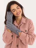 Hurtownia Szare damskie rękawiczki z guzikiem