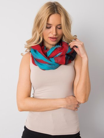 Rot-blaues Tuch mit Print.