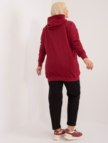 Bordová mikina plus size s kapucí Luna.