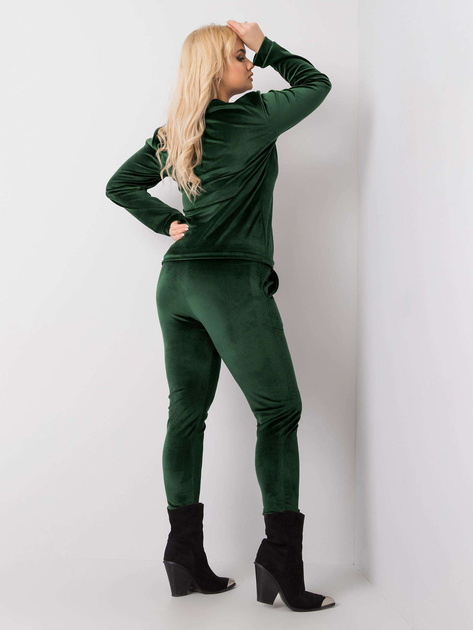 Ciemnozielony welurowy komplet plus size Jeanne