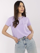 Liliowy t-shirt z okrągłym dekoltem BASIC FEEL GOOD