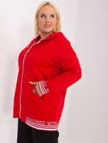 Hurt Czerwona bluza plus size z ozdobnymi ściągaczami
